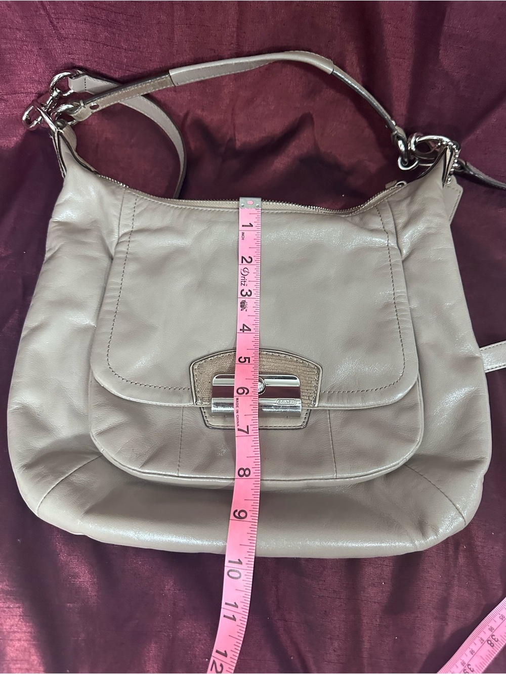 Coach Kristin Leather Hobo Bag Taupe Fawn Beige Silver Hardware ๐โจ - Picture 16 of 16